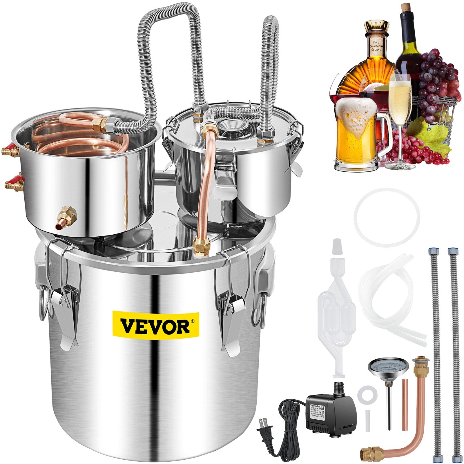 Moonshine Still | 50L Water & Alcohol Distiller with Thumper Keg & Pump