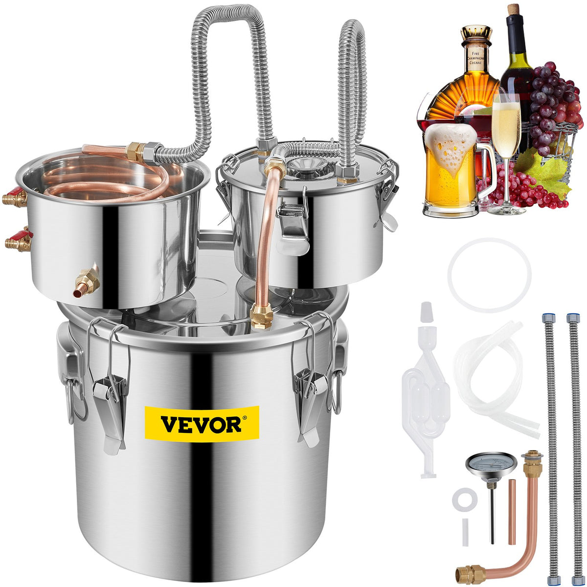 Alcohol Distiller | 3-Pot 12L Moonshine Still for Water & Wine