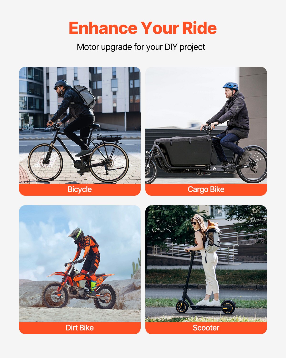 Electric Brushless DC Motor | 1800W 48V for E-Bike/Dirt Bike