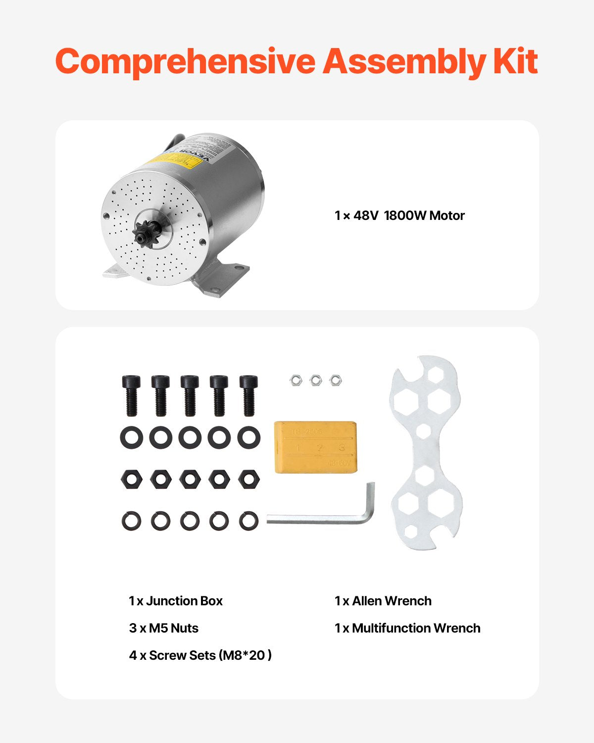 Electric Brushless DC Motor | 1800W 48V for E-Bike/Dirt Bike