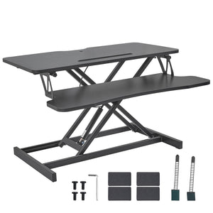 Standing Desk Converter | Two-Tier 800mm Sit-Stand Riser | Height Adjustable 140-510mm