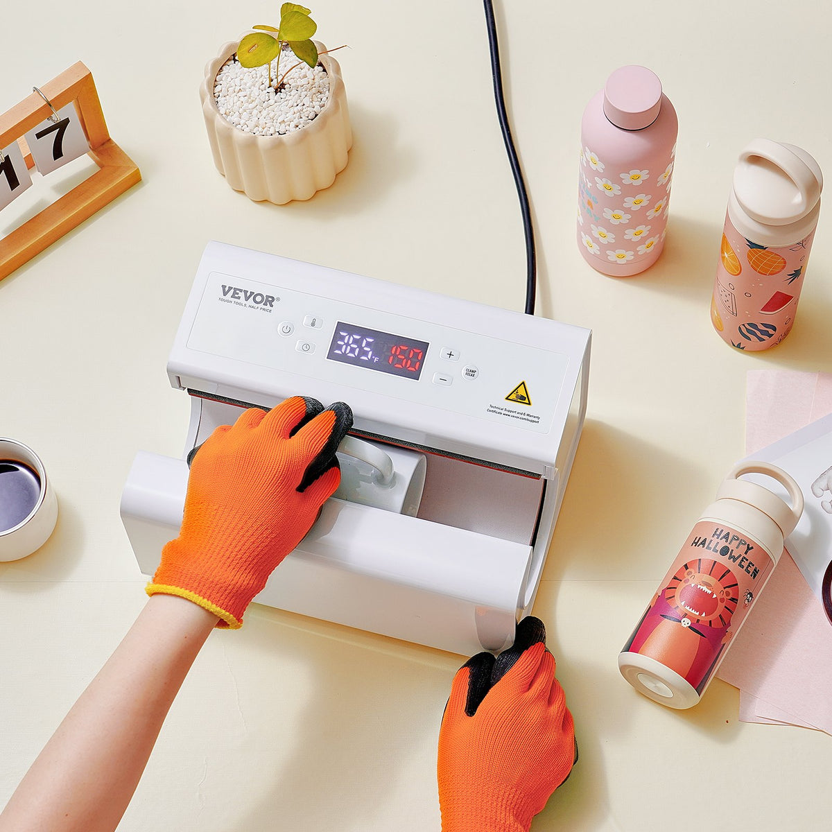 Auto Tumbler Heat Press | 325–887ml Sublimation Mug Press | White Automatic Cup Press