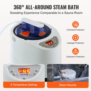Portable Steam Sauna Tent | 1000W Personal Spa | 800x800x1000mm | Weight Loss & Detox Therapy