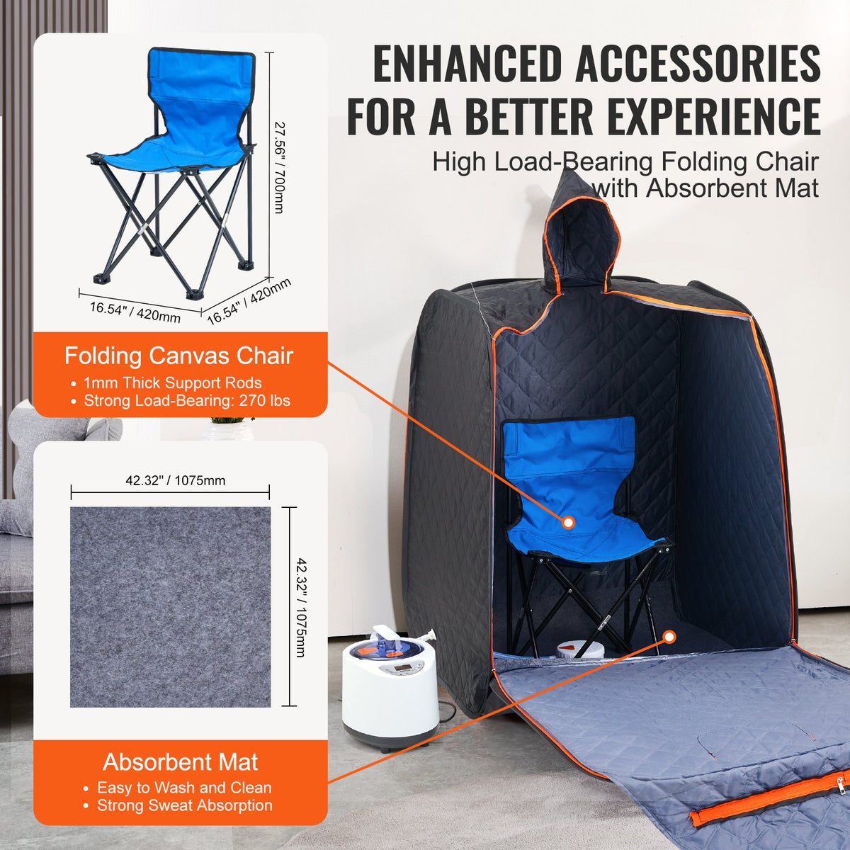 Portable Steam Sauna Tent | 1000W Personal Spa | 800x800x1000mm | Weight Loss & Detox Therapy