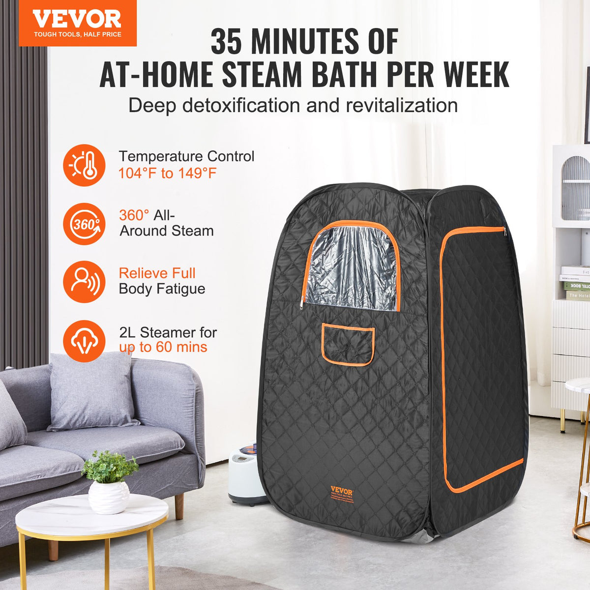 Personal Steam Sauna Tent | 1000W Compact Spa | 800x800x1330mm for Detox & Weight Loss