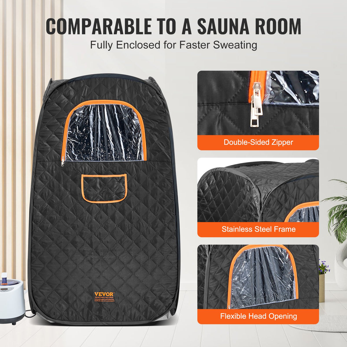 Personal Steam Sauna Tent | 1000W Compact Spa | 800x800x1330mm for Detox & Weight Loss