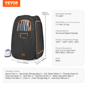 Personal Steam Sauna Tent | 1000W Compact Spa | 800x800x1330mm for Detox & Weight Loss