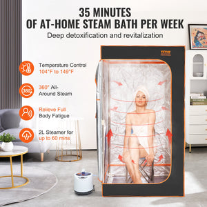 Full-Size Steam Sauna Tent | 1000W with Chair & Blanket | 880x880x1600mm Personal Spa