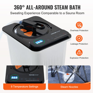 Portable Steam Sauna Tent | Full Size 2000W Personal Spa with Chair & Blanket | 880x880x1780mm