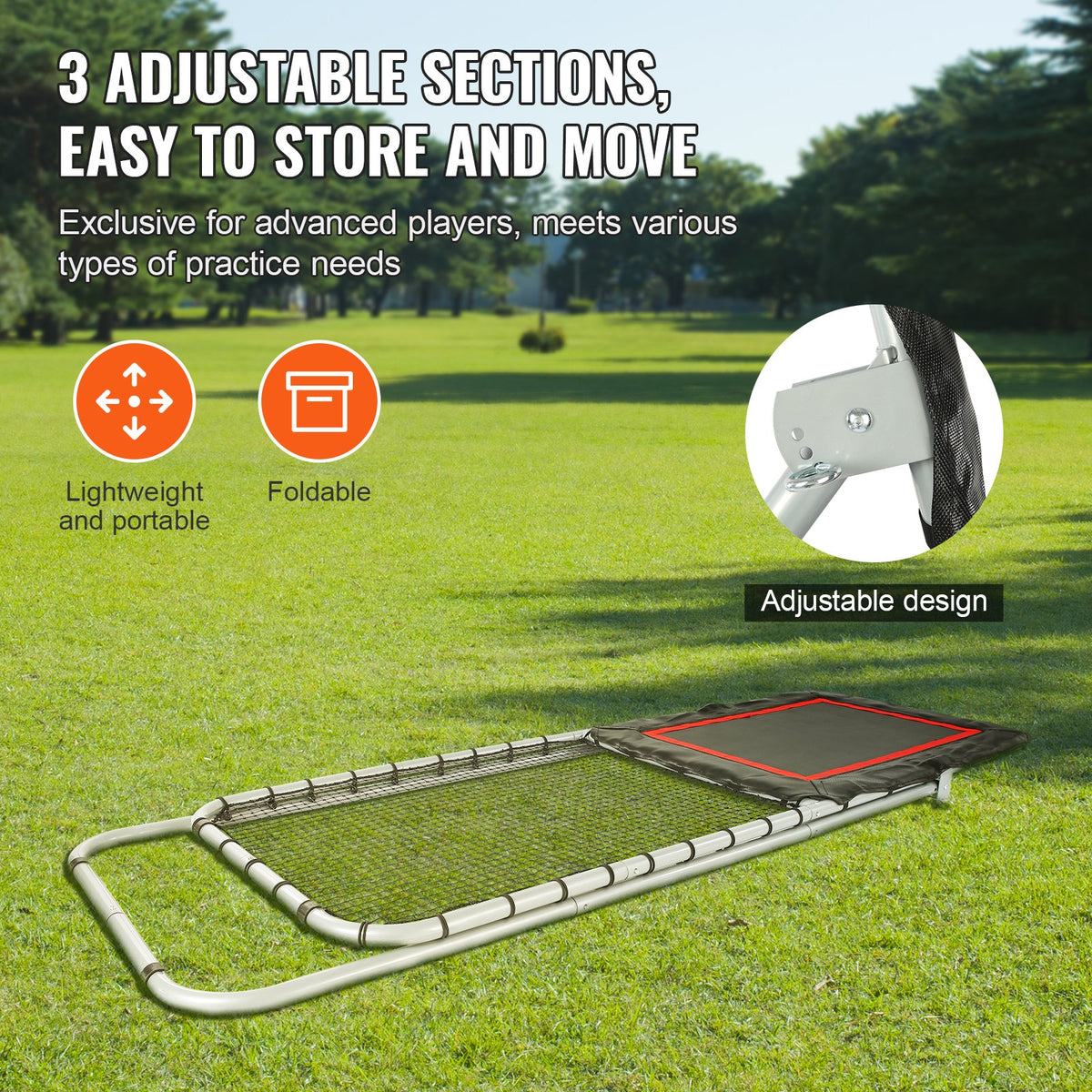 Lacrosse Rebounder | 3x8ft Folding Pitchback Net | Adjustable Training Wall for Baseball, Softball, Volleyball