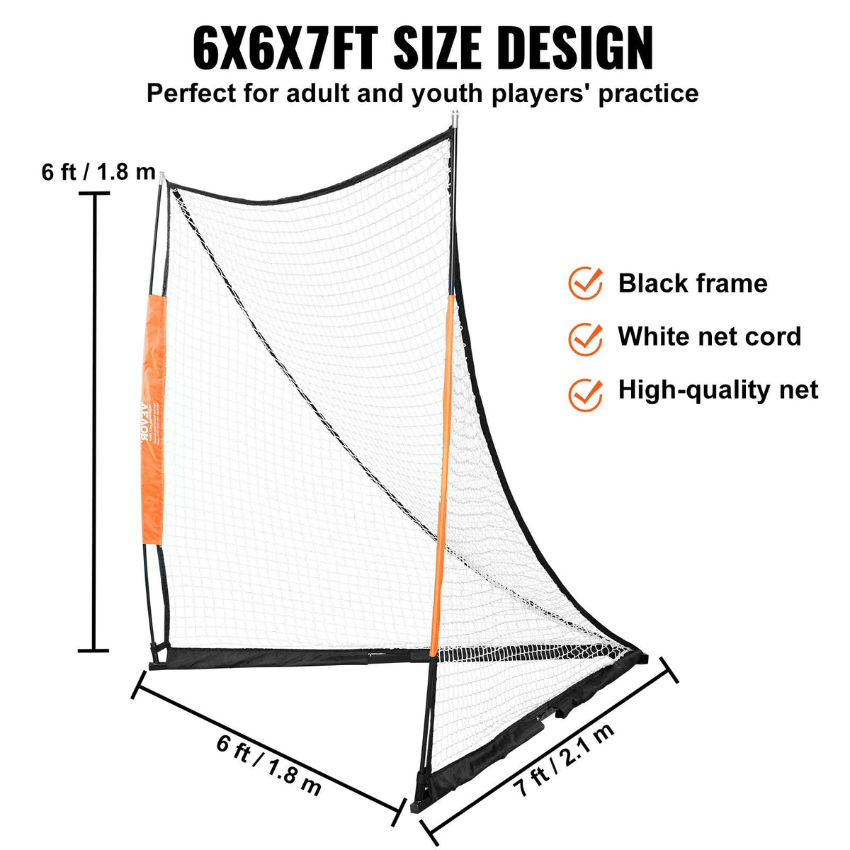 Lacrosse Goal 1.8x1.8m | Portable Lacrosse Net with Carry Bag | Fibreglass Rod Training Goal | Easy Setup for Youth & Adult Practice