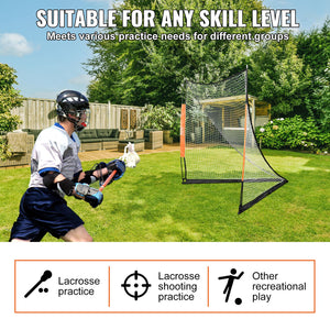 Lacrosse Goal 1.8x1.8m | Portable Lacrosse Net with Carry Bag | Fibreglass Rod Training Goal | Easy Setup for Youth & Adult Practice