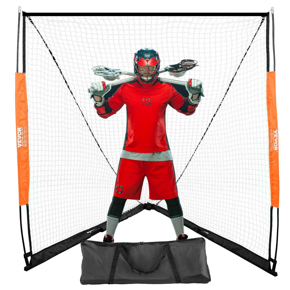 Lacrosse Goal 1.8x1.8m | Portable Lacrosse Net with Carry Bag | Fibreglass Rod Training Goal | Easy Setup for Youth & Adult Practice