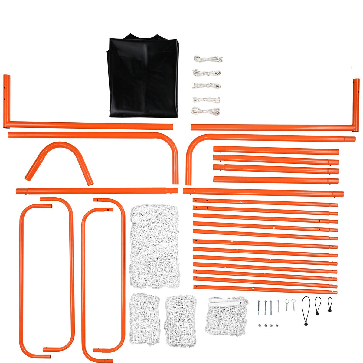 3-in-1 Lacrosse Goal with Backstop & Target 3.7x2.7m | Steel Frame Training Net | Backyard Rebounder for Youth & Adult Practice | Orange