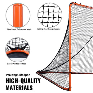 Lacrosse Goal 1.8x1.8m | Folding Steel Frame Training Net | Quick Setup Portable Backyard Goal for Youth & Adult Practice | Orange