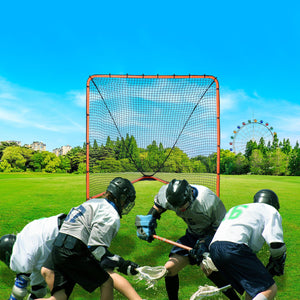 Lacrosse Goal 1.8x1.8m | Folding Steel Frame Training Net | Quick Setup Portable Backyard Goal for Youth & Adult Practice | Orange