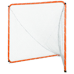Lacrosse Goal 6x6ft | Steel Frame Training Net with Carry Bag | Portable Backyard Practice Goal for Youth & Adult Lacrosse | Orange