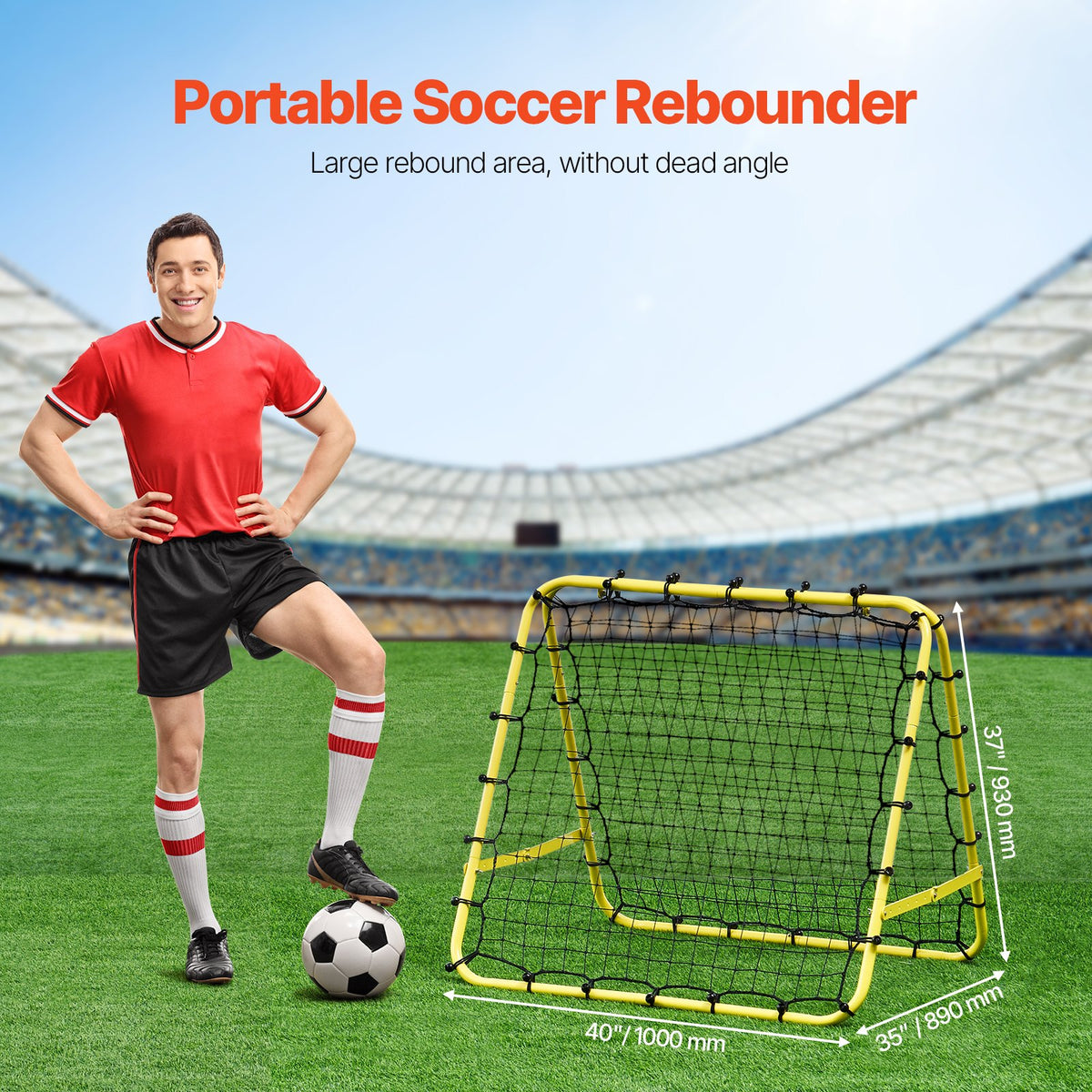 Soccer Rebounder Net | 40x35x37" Kick-Back Football Training Net