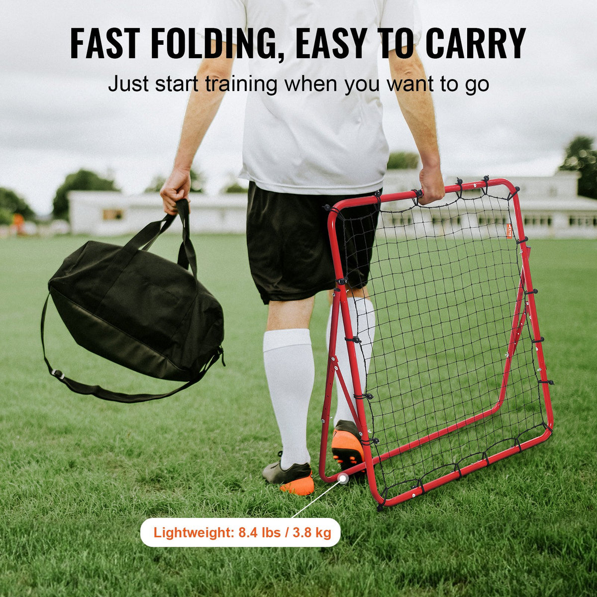 Soccer Rebounder Net 100x100cm | Portable Football Kick-Back Goal with Adjustable Angles | Training Aid for Kids, Teens & Adults | Easy Setup & Storage