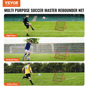 Soccer Rebounder Net 100x100cm | Portable Football Kick-Back Goal with Adjustable Angles | Training Aid for Kids, Teens & Adults | Easy Setup & Storage