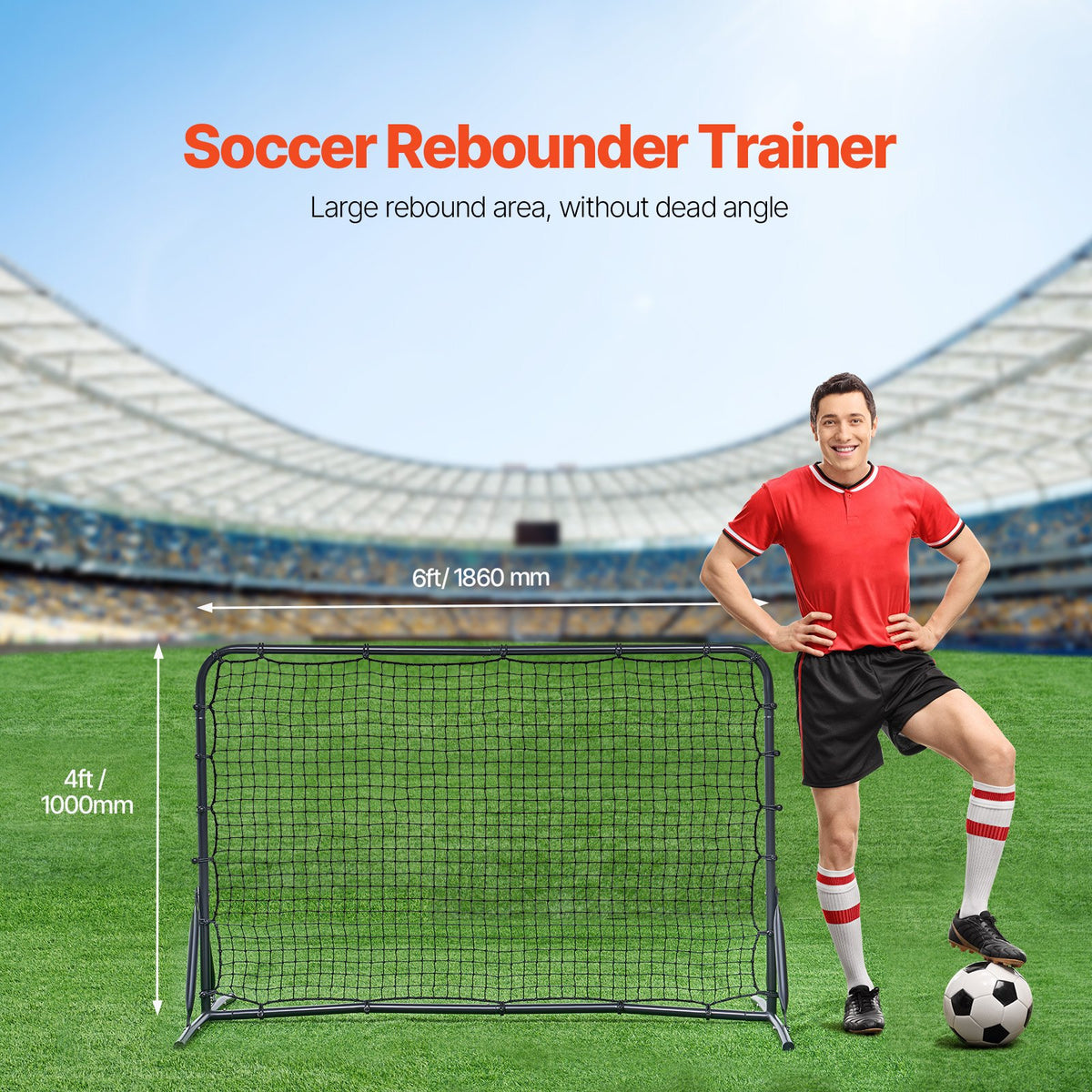 Soccer Rebound Trainer 6x4 ft | Double-Sided Net for Training