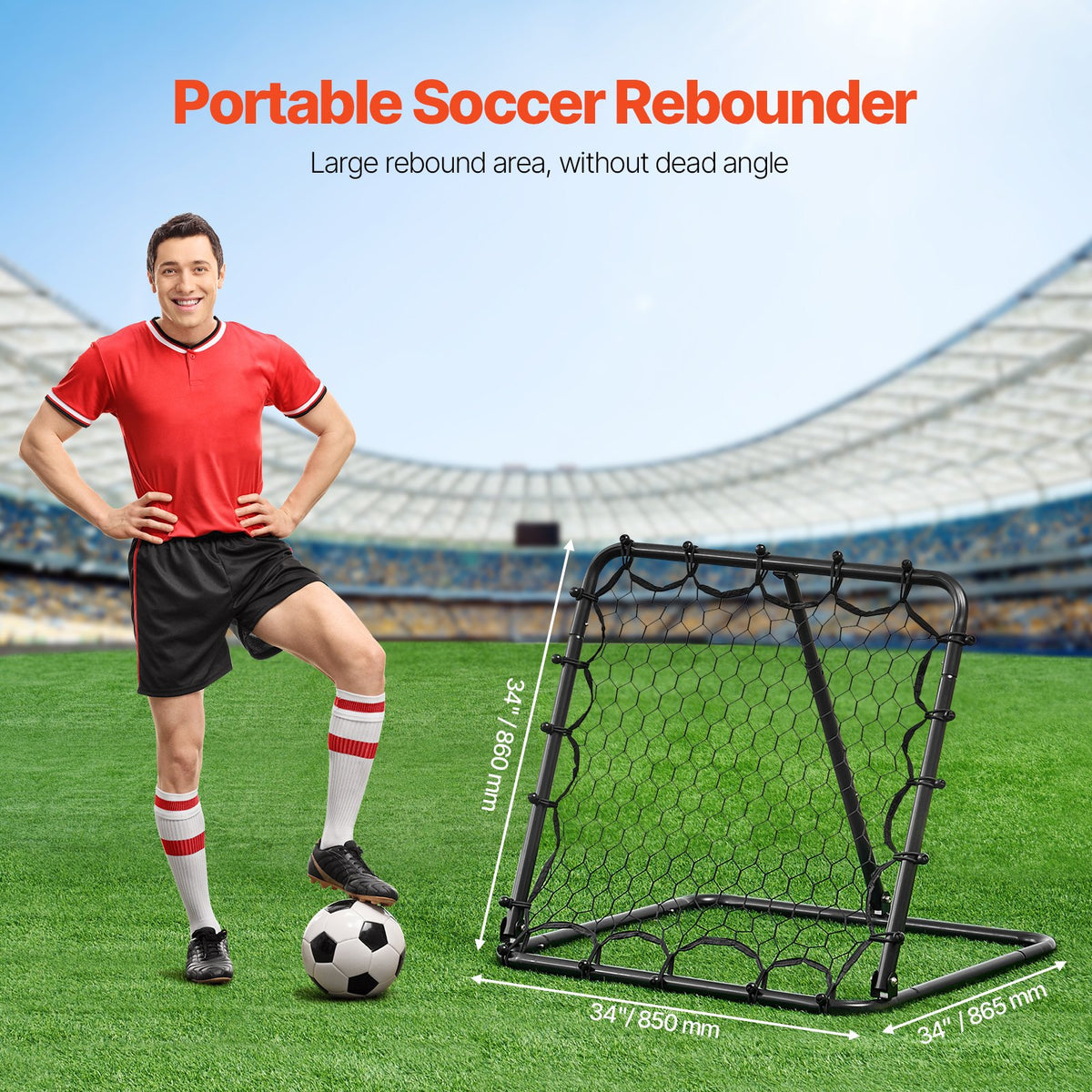 Soccer Rebounder Net | 34x34" Portable Kick-Back Trainer