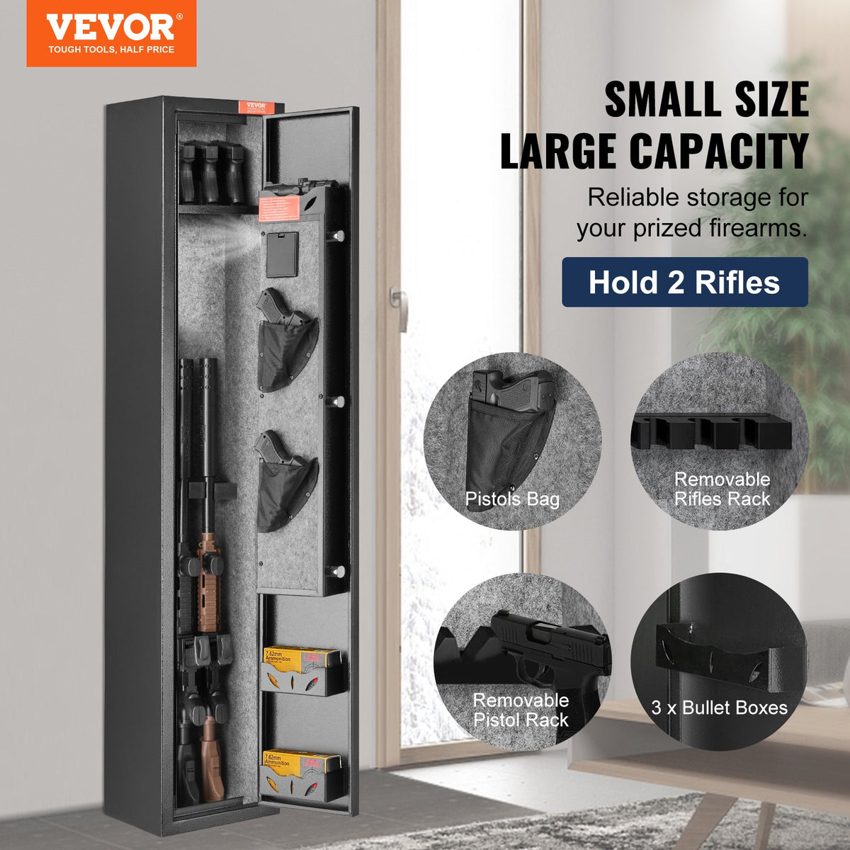 Gun Safe | Digital Rifle & Pistol Storage for 3 Rifles & 4 Pistols