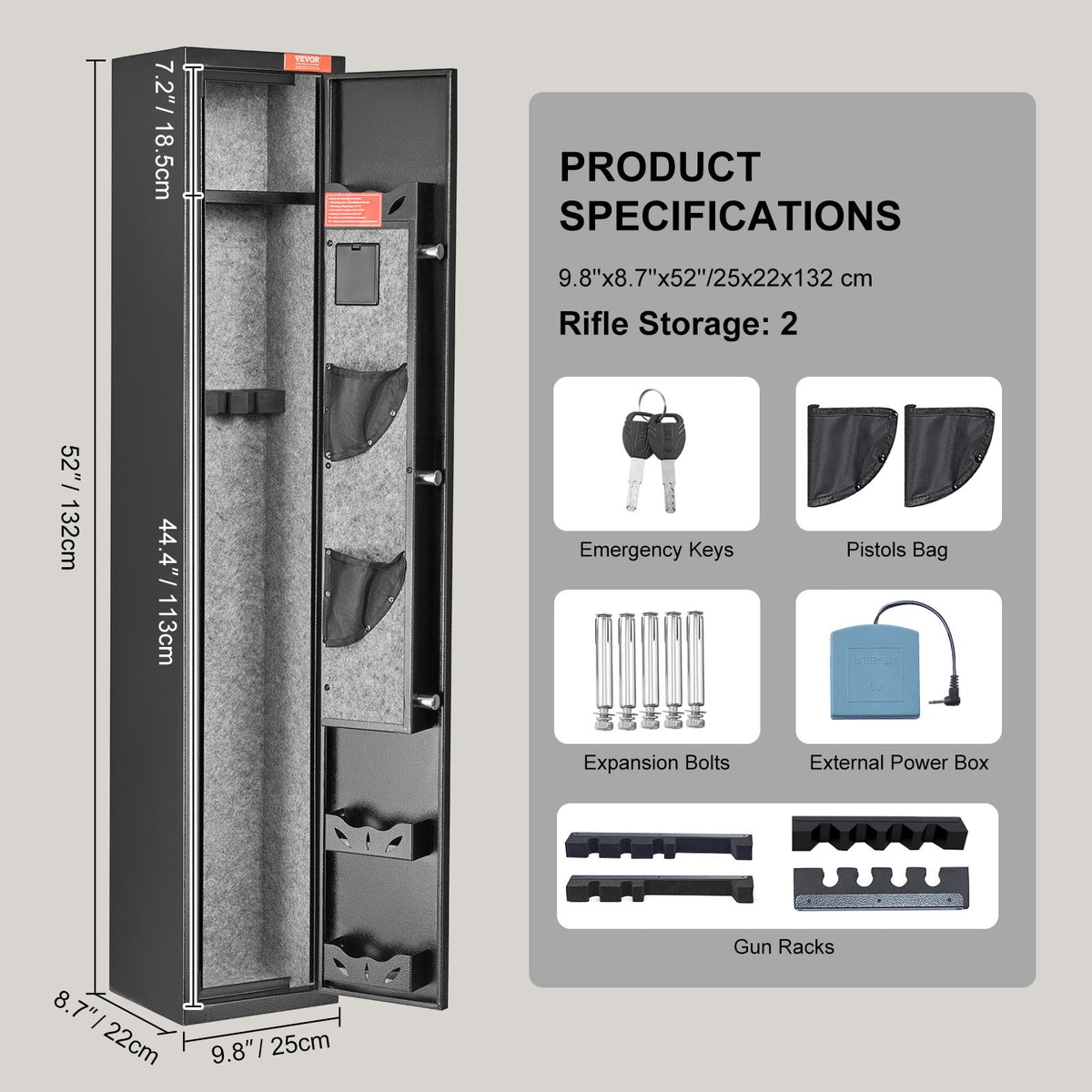 Gun Safe | Digital Rifle & Pistol Storage for 3 Rifles & 4 Pistols