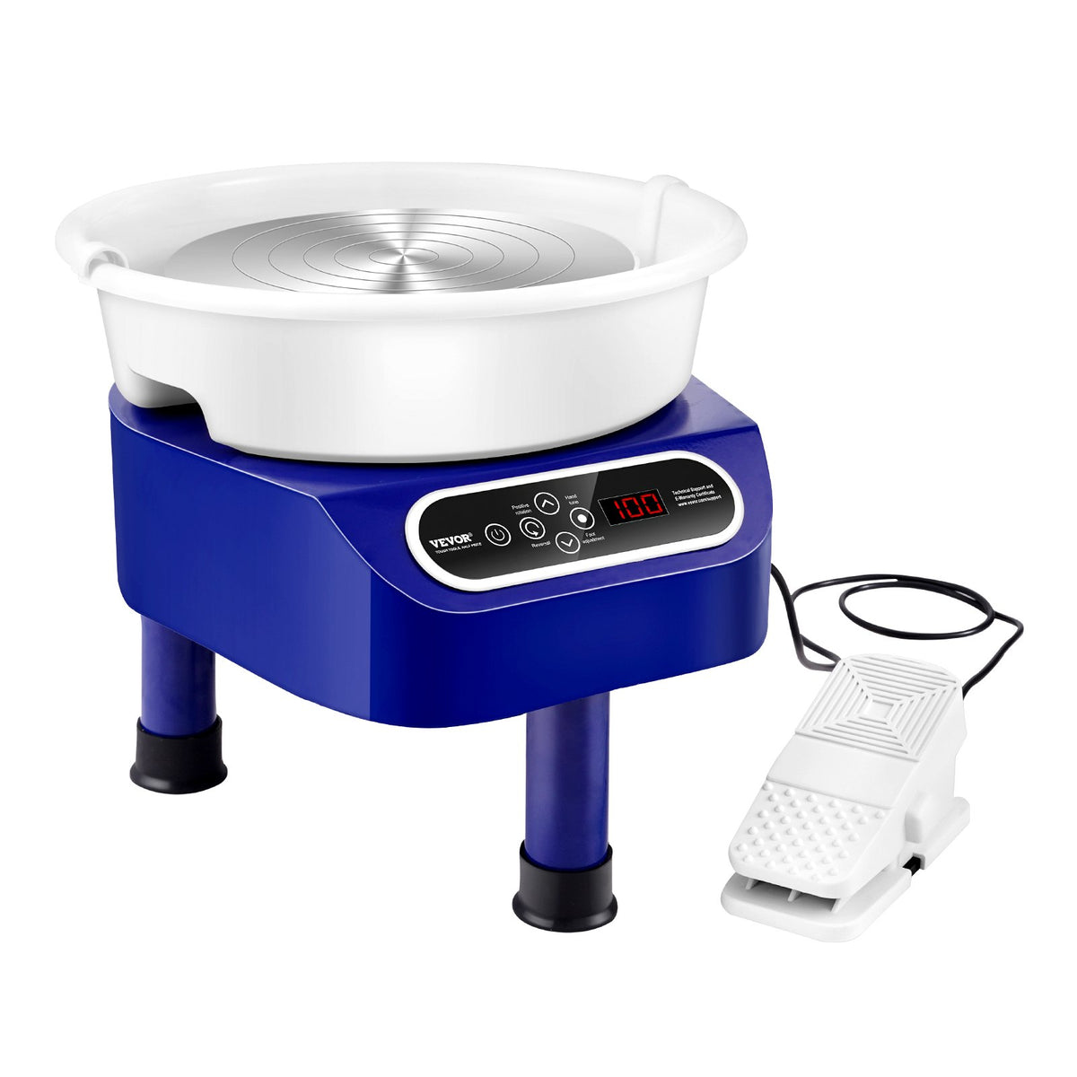 Pottery Wheel 10 Inch Blue | 350W Electric Wheel with Foot Pedal & LCD | Direct Drive Ceramic Machine with 3 Support Legs for DIY Art & Craft