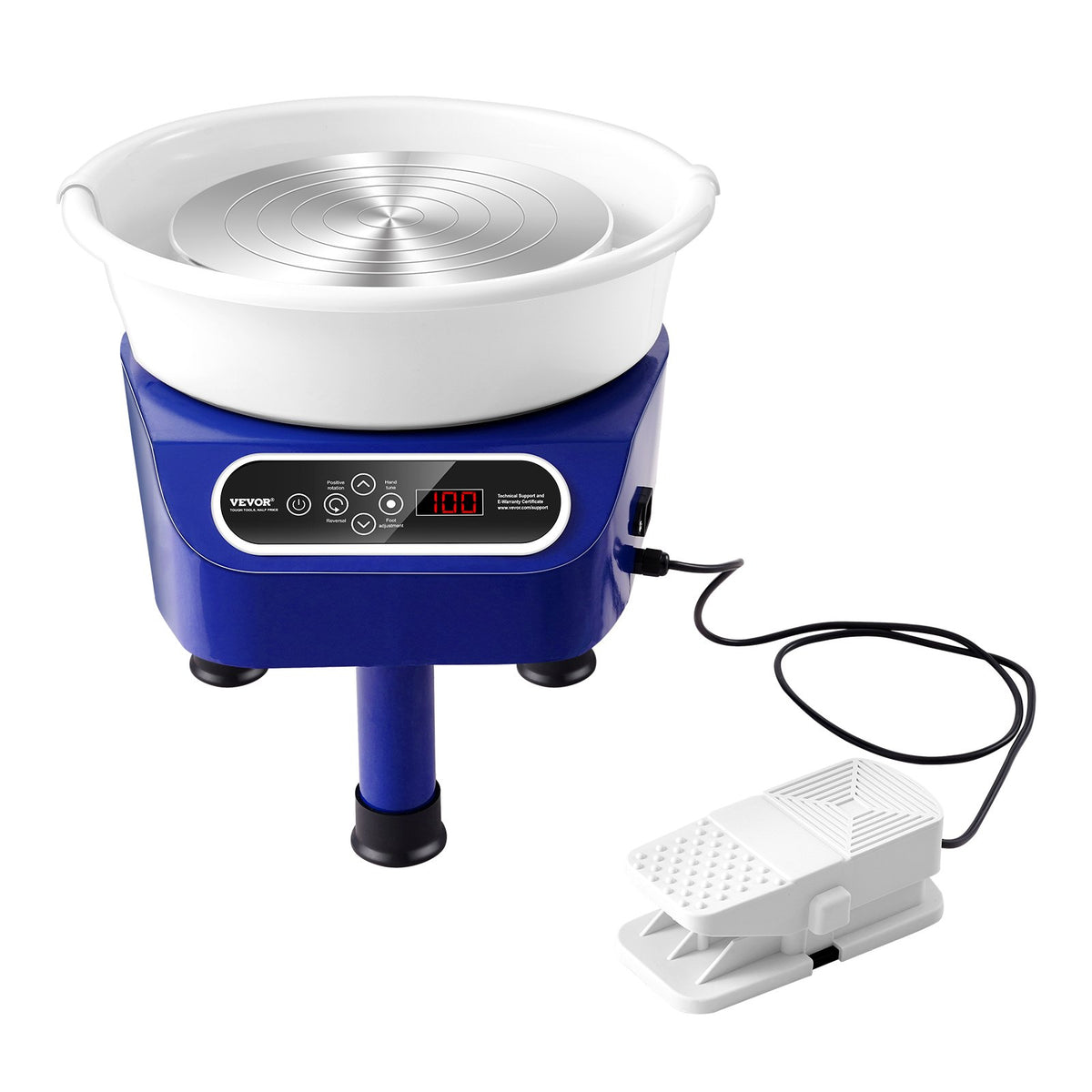 Pottery Wheel 10 Inch Blue | 350W Electric Wheel with Foot Pedal & LCD | Direct Drive Ceramic Machine with 3 Support Legs for DIY Art & Craft