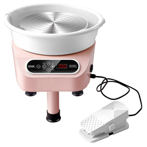 Pottery Wheel 10 Inch Pink | 350W Electric Wheel with Foot Pedal & LCD | Direct Drive Ceramic Machine with 3 Support Legs for DIY Art & Craft