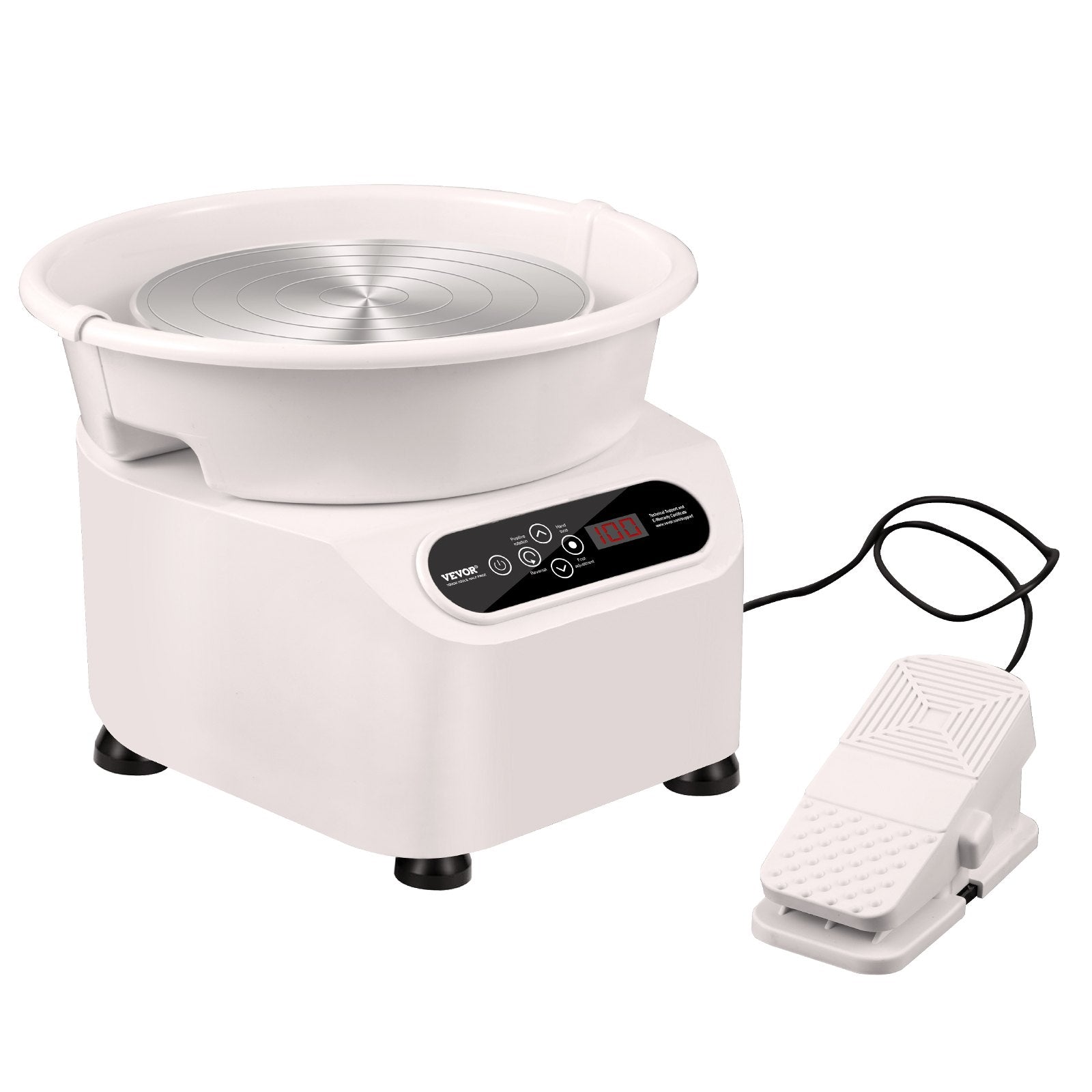 Pottery Wheel 11 Inch White | 350W Electric Pottery Forming Machine with Foot Pedal & LCD Touch Screen | Direct Drive Ceramic Wheel with Tools | DIY Art Craft
