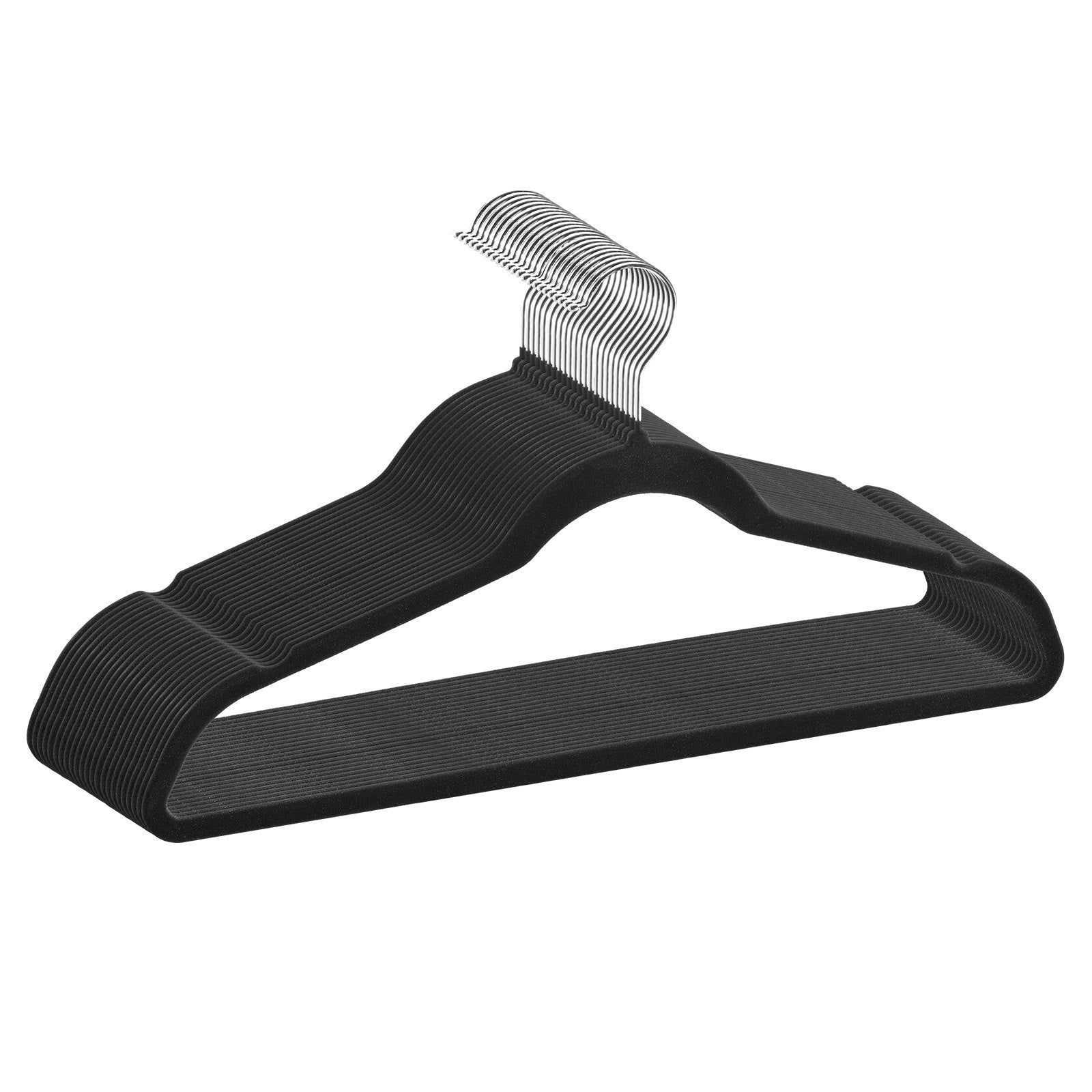 Velvet Hangers | 50-Pack Black Non-Slip with Swivel Hook