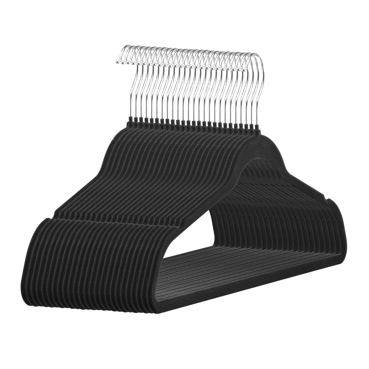 Velvet Hangers | 50-Pack Black Non-Slip with Swivel Hook