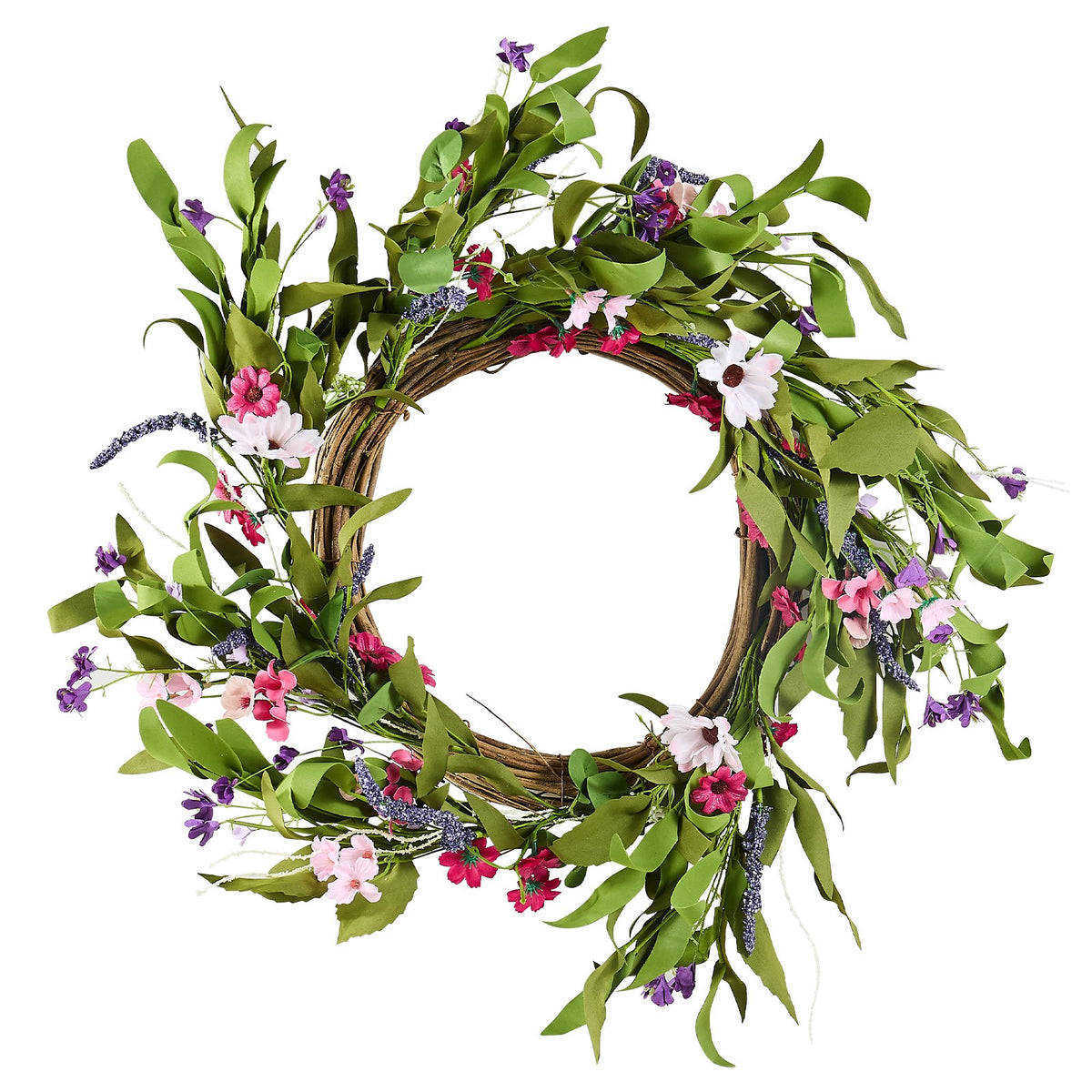 Decorative Wreath | 55cm Pink & Green Daisies | Year-Round Decor