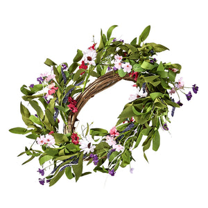 Decorative Wreath | 55cm Pink & Green Daisies | Year-Round Decor