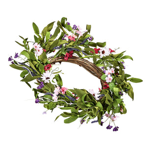 Decorative Wreath | 55cm Pink & Green Daisies | Year-Round Decor