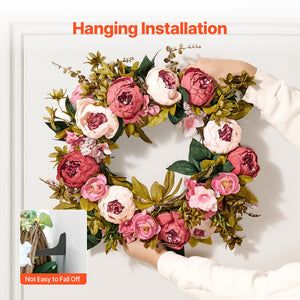 Decorative Wreath | 48cm Pink Peonies & Hydrangeas | Year-Round Decor