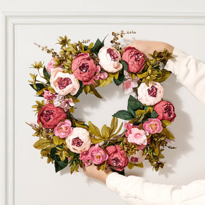 Decorative Wreath | 48cm Pink Peonies & Hydrangeas | Year-Round Decor