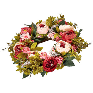 Decorative Wreath | 48cm Pink Peonies & Hydrangeas | Year-Round Decor