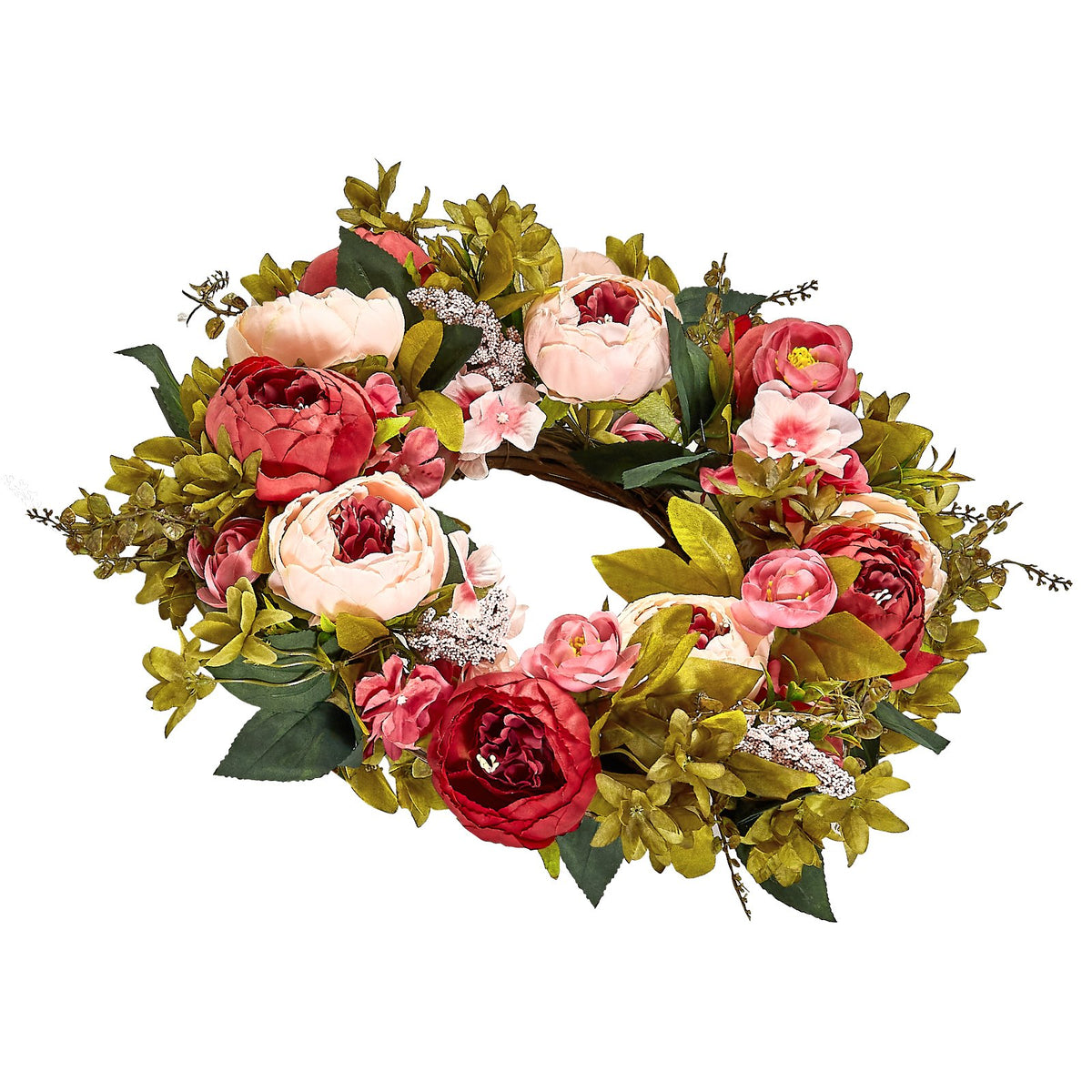 Decorative Wreath | 48cm Pink Peonies & Hydrangeas | Year-Round Decor