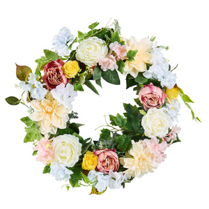Decorative Wreath | 60.96cm Peonies & Hydrangeas | White/Pink/Yellow