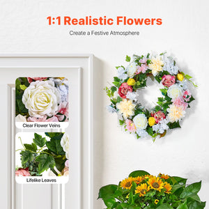 Decorative Wreath | 60.96cm Peonies & Hydrangeas | White/Pink/Yellow