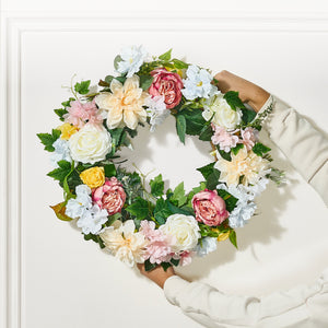 Decorative Wreath | 60.96cm Peonies & Hydrangeas | White/Pink/Yellow