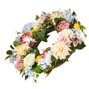 Decorative Wreath | 60.96cm Peonies & Hydrangeas | White/Pink/Yellow