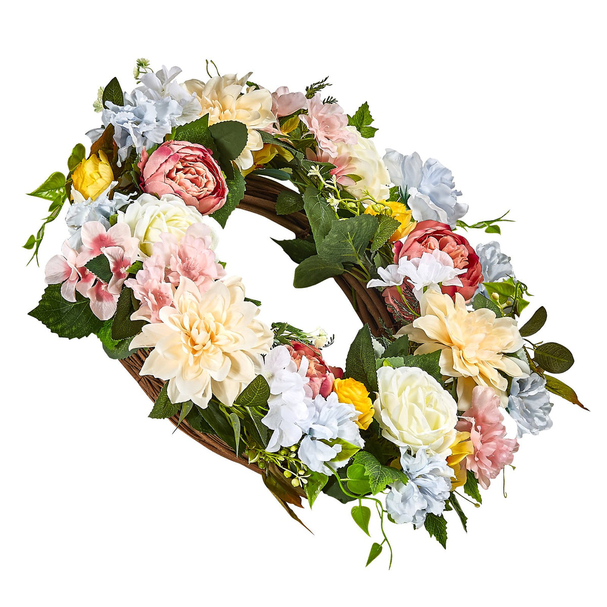 Decorative Wreath | 60.96cm Peonies & Hydrangeas | White/Pink/Yellow