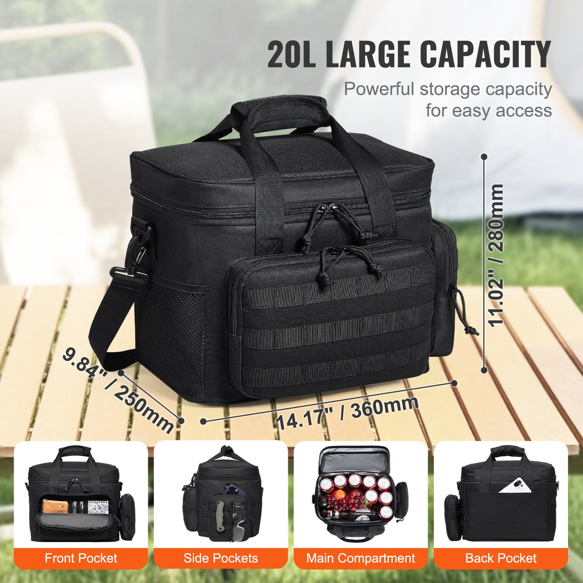 Cooler Bag | 20L Insulated Lunch Tote with Molle & Storage Pockets