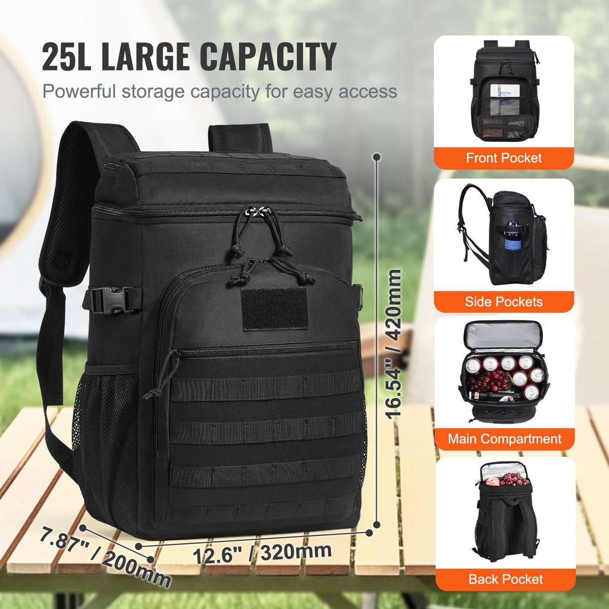 Cooler Bag | 25L Insulated Lunch Tote with Molle & Storage Pockets