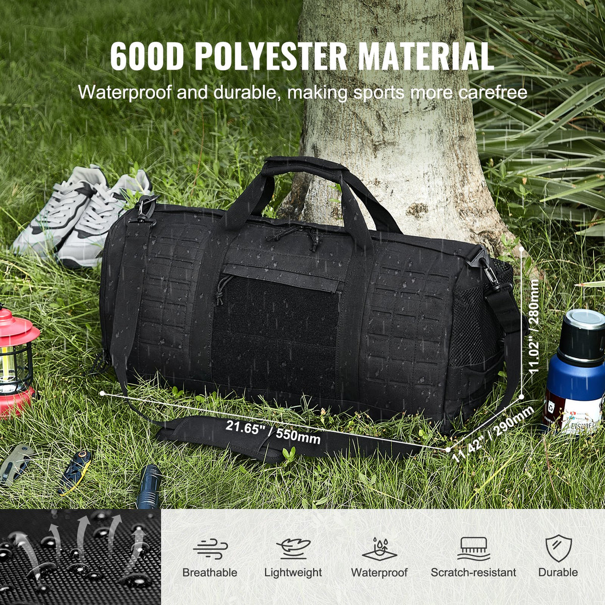 Tactical Duffle Bag | 45L Gym Bag with Molle Design & Shoe Compartment