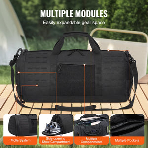 Tactical Duffle Bag | 45L Gym Bag with Molle Design & Shoe Compartment